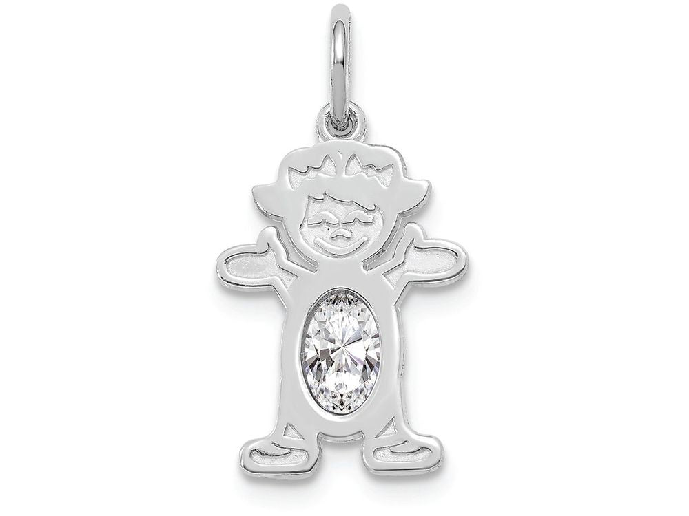 FJC Finejewelers 14k White Gold Girl 6x4 Oval Genuine White Topaz April Birthstone Charm