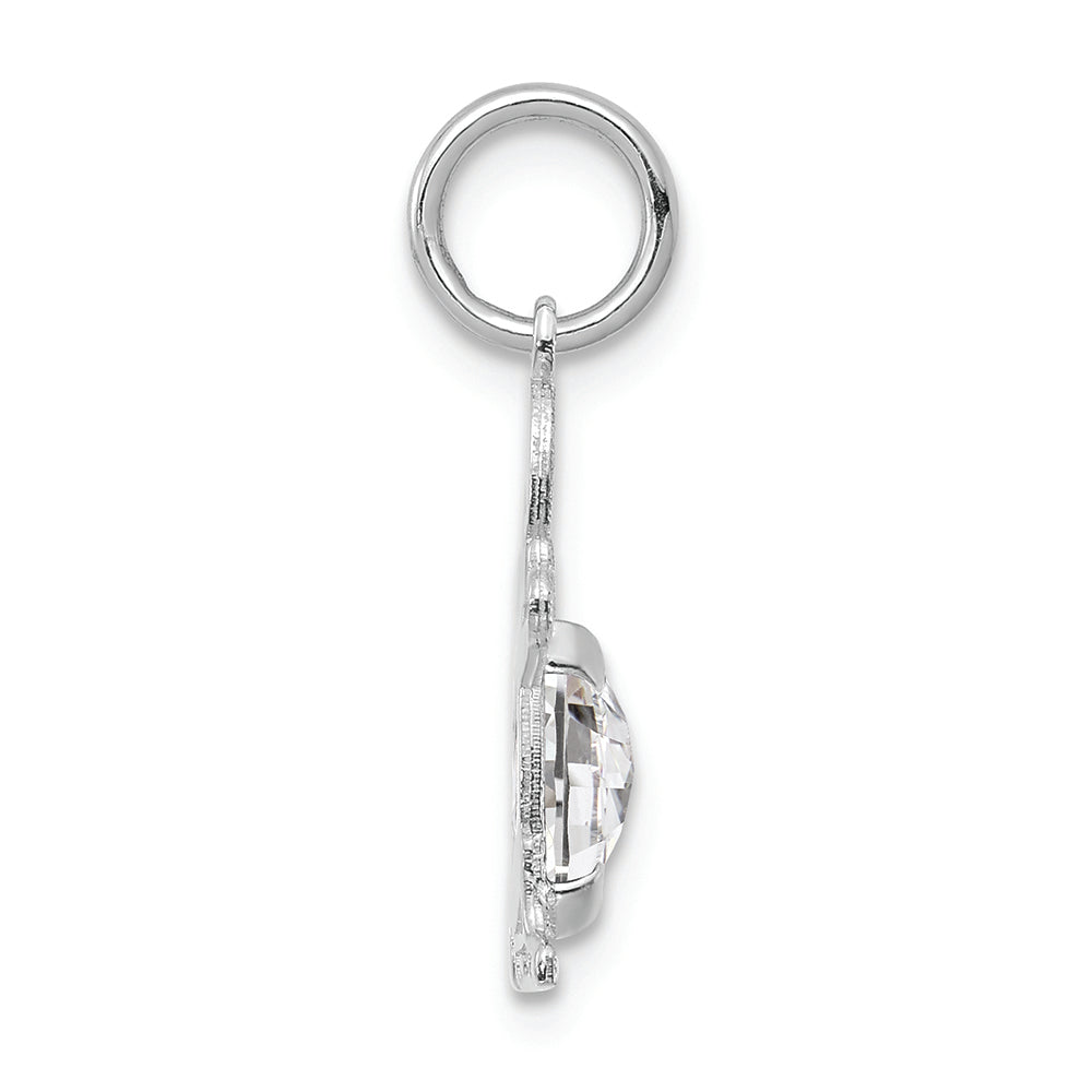 FJC Finejewelers 14k White Gold Boy 6x4 Oval Genuine White Topaz April Birthstone Charm