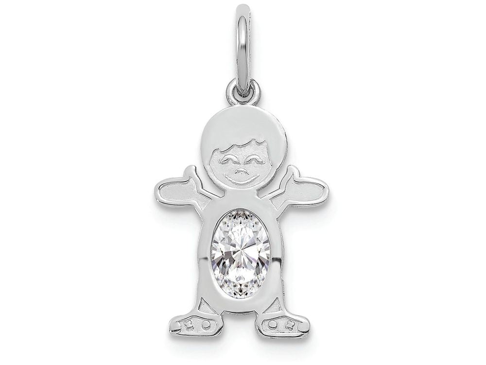 FJC Finejewelers 14k White Gold Boy 6x4 Oval Genuine White Topaz April Birthstone Charm
