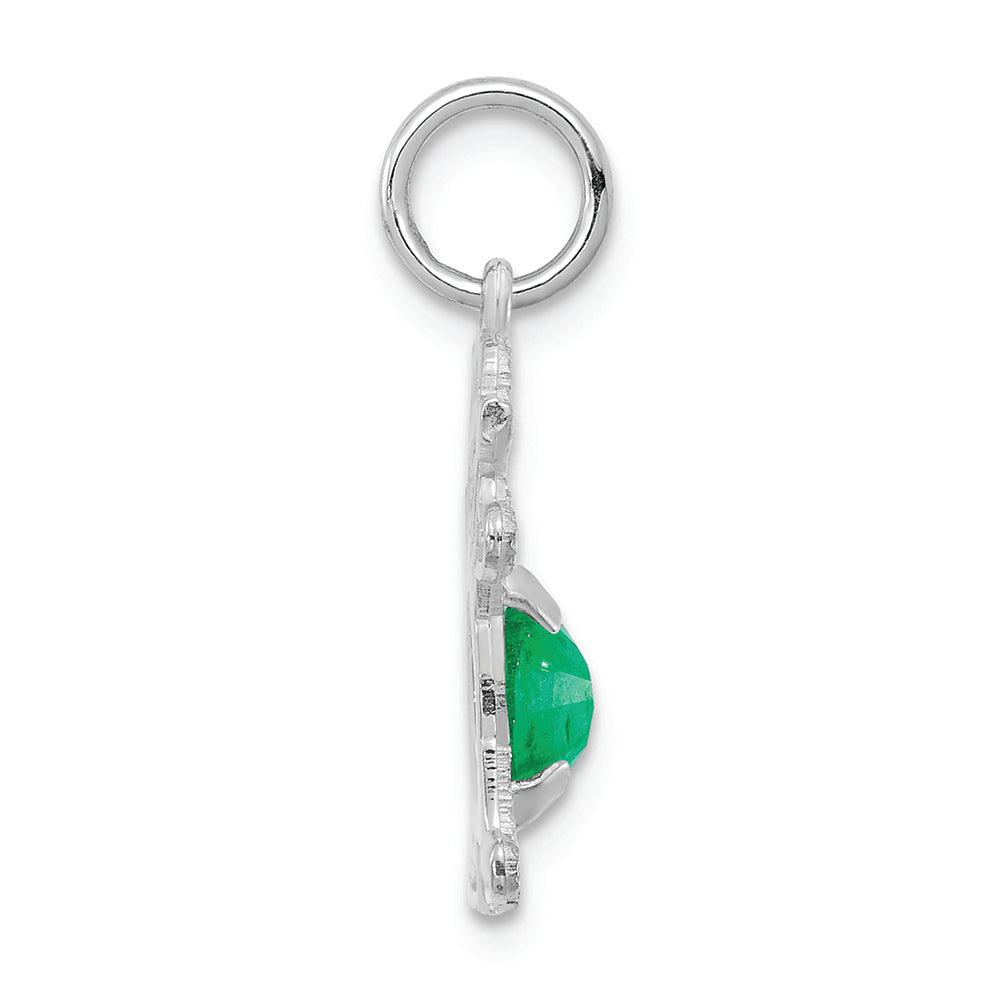 FJC Finejewelers 14k White Gold Girl 6x4 Oval Genuine Emerald May Birthstone Charm