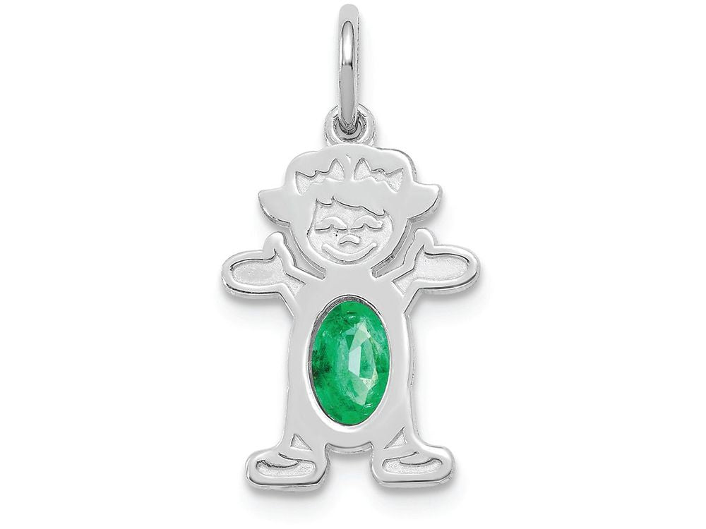 FJC Finejewelers 14k White Gold Girl 6x4 Oval Genuine Emerald May Birthstone Charm