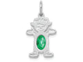 FJC Finejewelers 14k White Gold Girl 6x4 Oval Genuine Emerald May Birthstone Charm