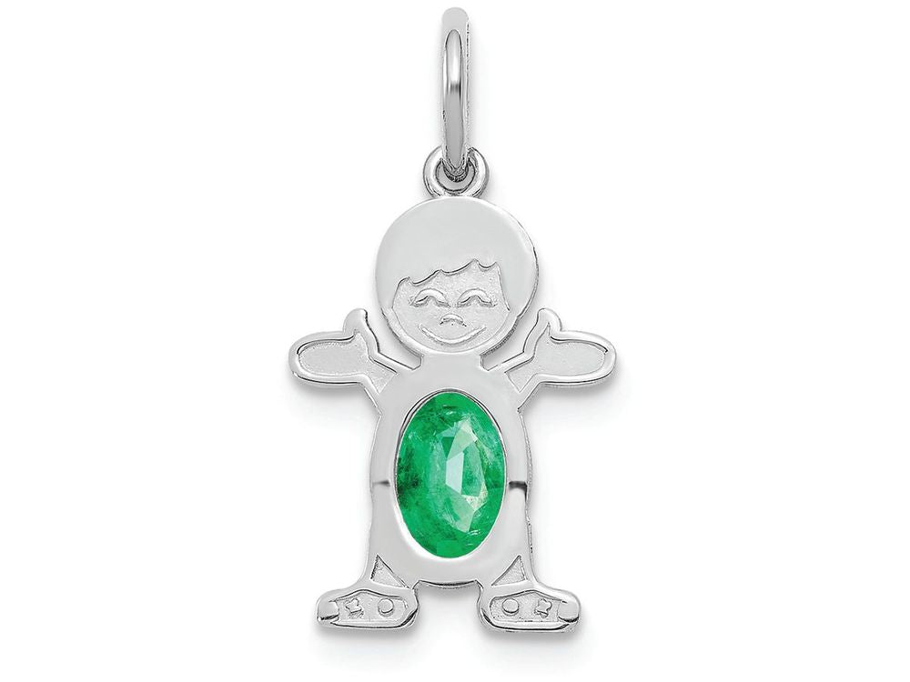 FJC Finejewelers 14k White Gold Boy 6x4 Oval Genuine Emerald May Birthstone Charm