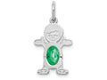 FJC Finejewelers 14k White Gold Boy 6x4 Oval Genuine Emerald May Birthstone Charm