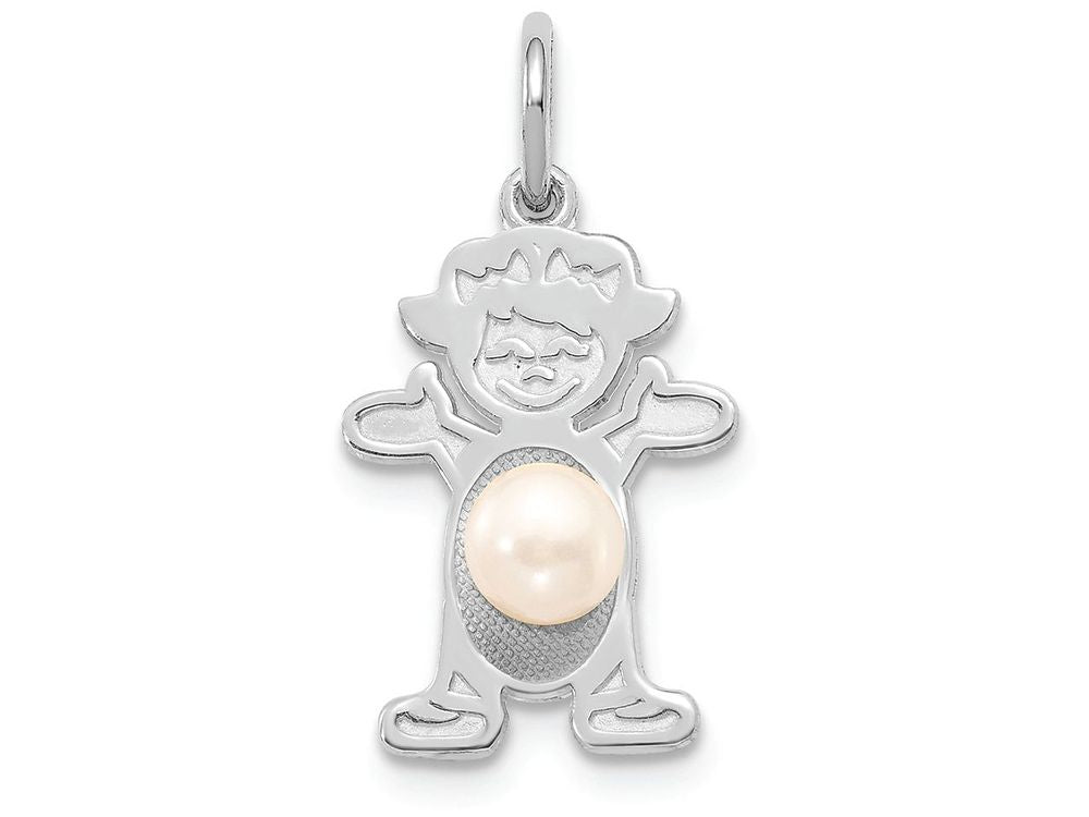 FJC Finejewelers 14k White Gold Girl 4mm Fw Cultured Pearl-june Charm