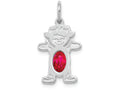 FJC Finejewelers 14k White Gold Girl 6x4 Oval Genuine Ruby-july Charm