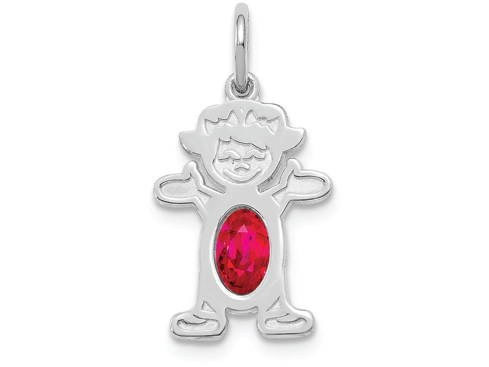FJC Finejewelers 14k White Gold Girl 6x4 Oval Genuine Ruby-july Charm