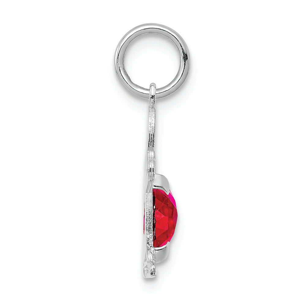 FJC Finejewelers 14k White Gold Boy 6x4 Oval Genuine Ruby-july Charm
