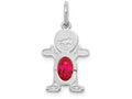FJC Finejewelers 14k White Gold Boy 6x4 Oval Genuine Ruby-july Charm