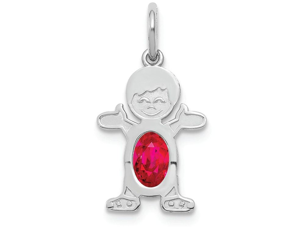 FJC Finejewelers 14k White Gold Boy 6x4 Oval Genuine Ruby-july Charm