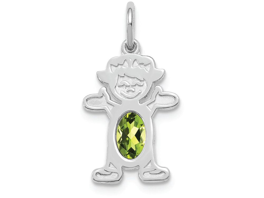 FJC Finejewelers 14k White Gold Girl 6x4 Oval Genuine Peridot August Birthstone Charm