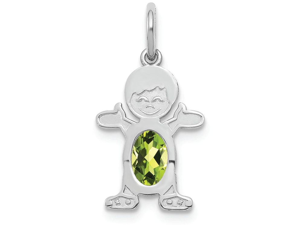 FJC Finejewelers 14k White Gold Boy 6x4 Oval Genuine Peridot August Birthstone Charm