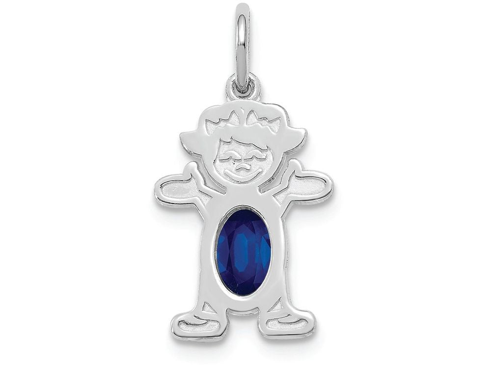 FJC Finejewelers 14k White Gold Girl 6x4 Oval Genuine Sapphire September Birthstone Charm