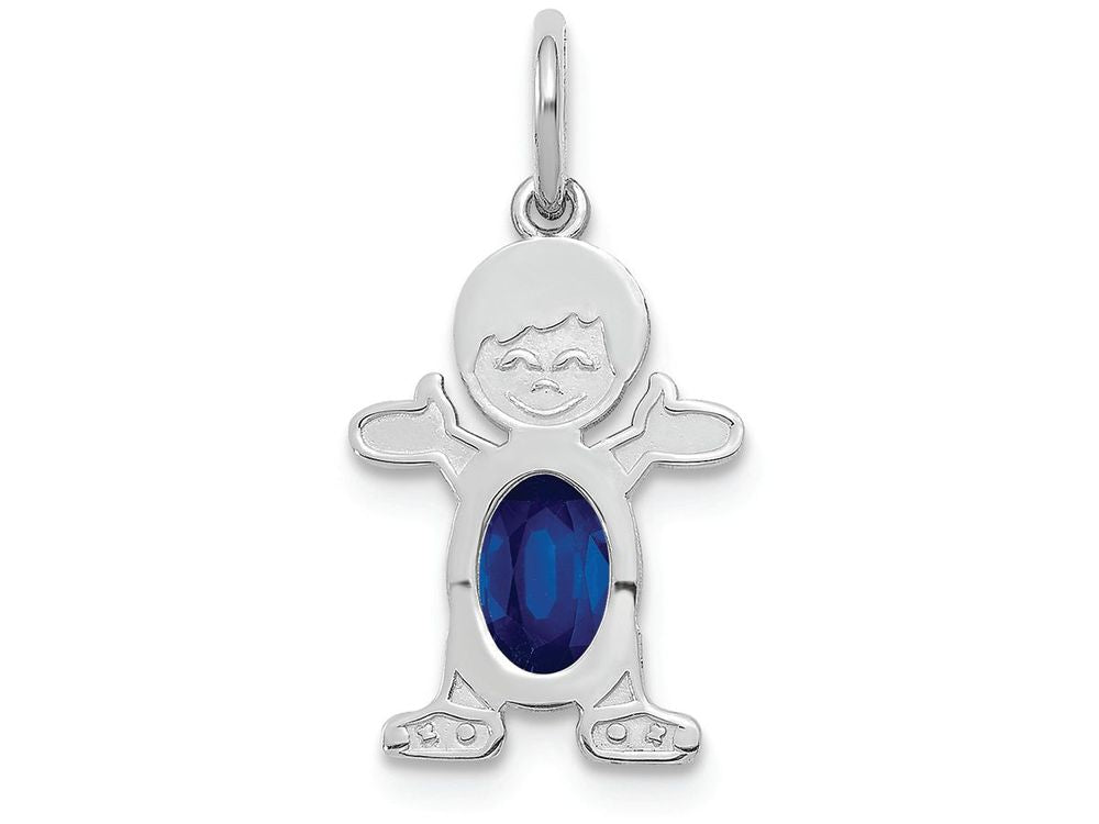 FJC Finejewelers 14k White Gold Boy 6x4 Oval Genuine Sapphire September Birthstone Charm