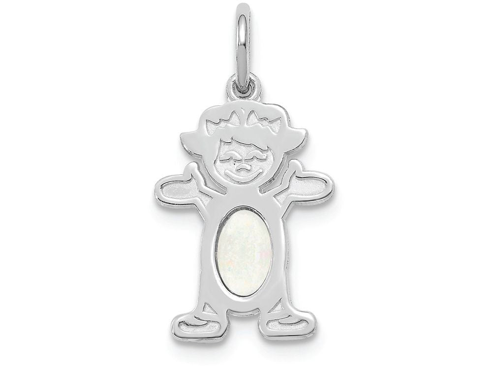 FJC Finejewelers 14k White Gold Girl 6x4 Oval Genuine Opal October Birthstone Charm