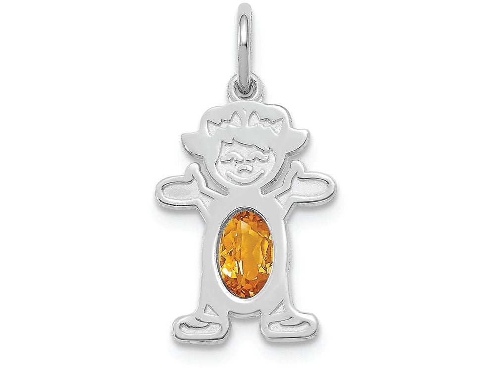 FJC Finejewelers 14k White Gold Girl 6x4 Oval Genuine Citrine November Birthstone Charm