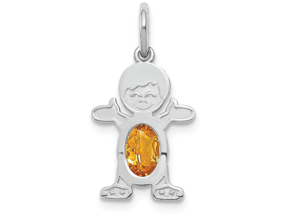 FJC Finejewelers 14k White Gold Boy 6x4 Oval Genuine Citrine November Birthstone Charm