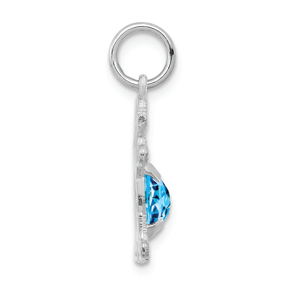 FJC Finejewelers 14k White Gold Girl 6x4 Oval Genuine Blue Topaz-december Charm