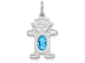 FJC Finejewelers 14k White Gold Girl 6x4 Oval Genuine Blue Topaz-december Charm