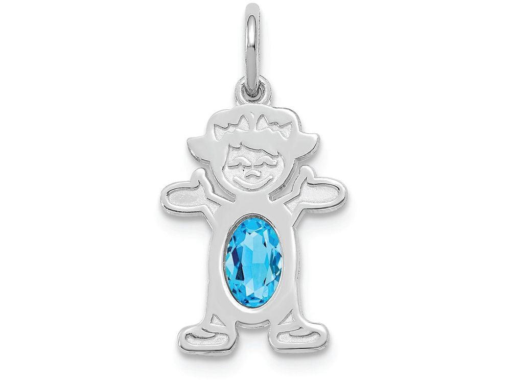 FJC Finejewelers 14k White Gold Girl 6x4 Oval Genuine Blue Topaz-december Charm