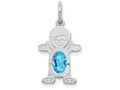 FJC Finejewelers 14k White Gold Boy 6x4 Oval Genuine Blue Topaz-december Charm