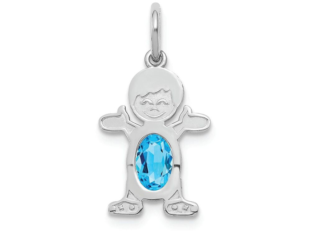 FJC Finejewelers 14k White Gold Boy 6x4 Oval Genuine Blue Topaz-december Charm