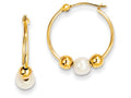 FJC Finejewelers 14k Yellow Gold Polished Hoop With (5-6mm) Freshwater Cultured Pearl Earring
