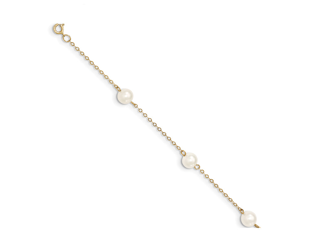 FJC Finejewelers 9 Inch 14k Gold 6-7mm White Freshwater Cultured Pearl 6-station Anklet (Smaller Ankles)