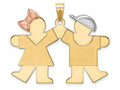 FJC Finejewelers 14 Kt Tri Color Gold Large Girl On Left Boy On Right Engravable Charm
