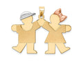 FJC Finejewelers 14 Kt Tri Color Gold Large Boy On Left Girl On Right Engravable Charm