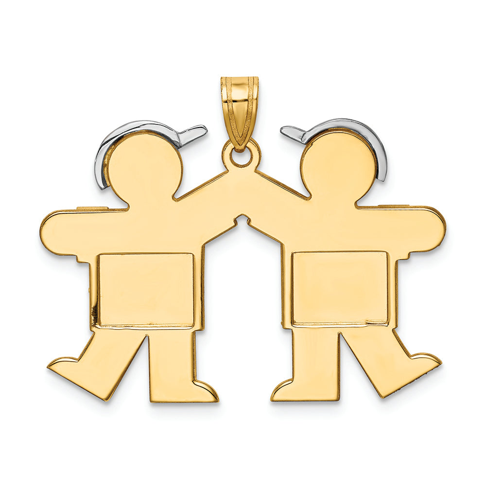 FJC Finejewelers 14k Two-tone Gold Large Double Boys Engravable Charm 33 x 31mm