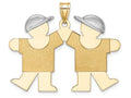FJC Finejewelers 14k Two-tone Gold Large Double Boys Engravable Charm 33 x 31mm