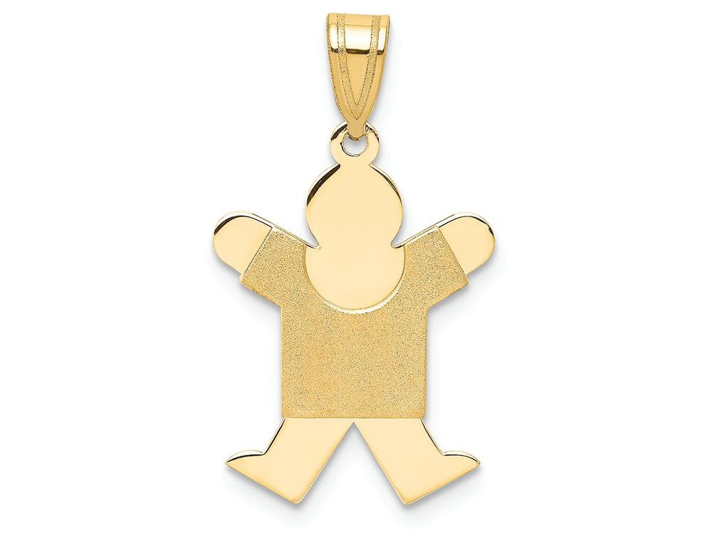 FJC Finejewelers 14k Yellow Gold Solid Satin Engravable Boy Jumping Charm