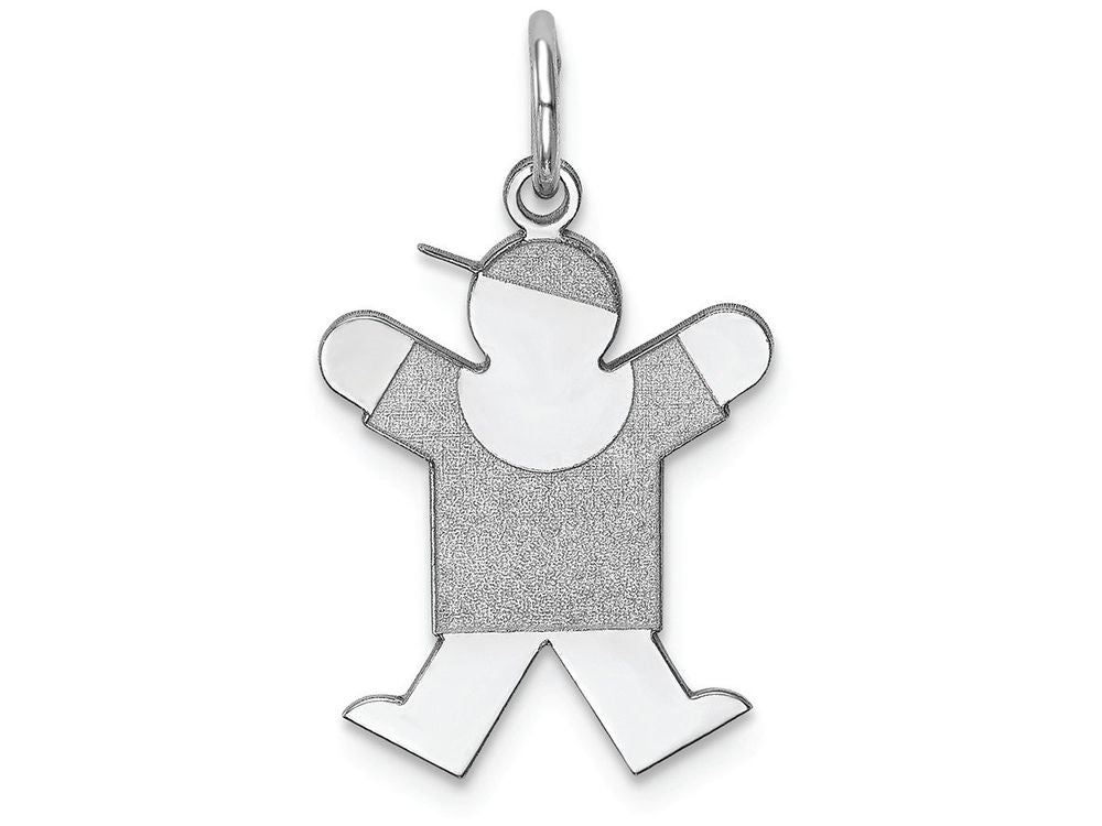 FJC Finejewelers 14k White Gold Kid Boy Jumping Arms Up Charm 15 x 25mm