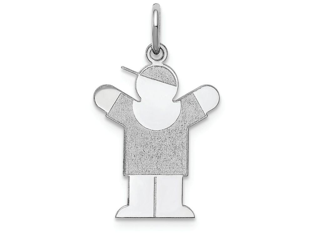 FJC Finejewelers 14k White Gold Kid Boy Arms Up Charm 15 x 25mm