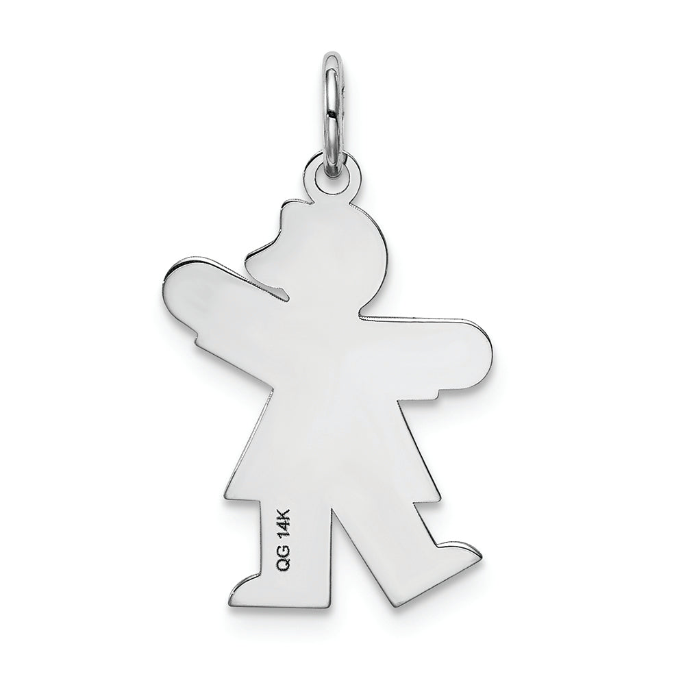 FJC Finejewelers 14k White Gold Kid Pattern Dress One Arm Up Charm 15 x 25mm