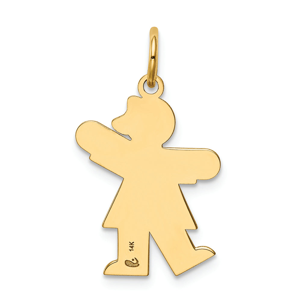 FJC Finejewelers 14k Yellow Gold Kid Girl Pattern Dress One Arm Up Charm 15 x 25mm
