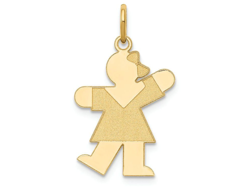 FJC Finejewelers 14k Yellow Gold Kid Girl Pattern Dress One Arm Up Charm 15 x 25mm