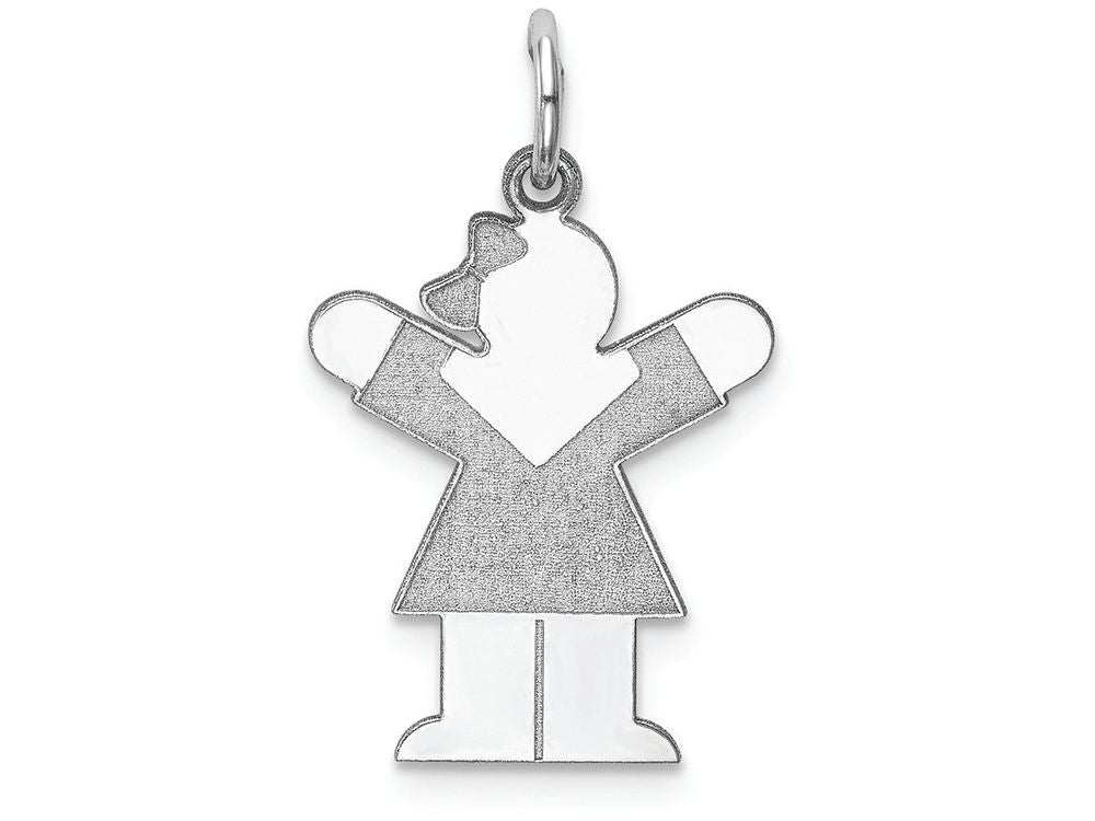 FJC Finejewelers 14k White Gold Kid Girl Pattern Dress Arms Up Charm 15 x 25mm