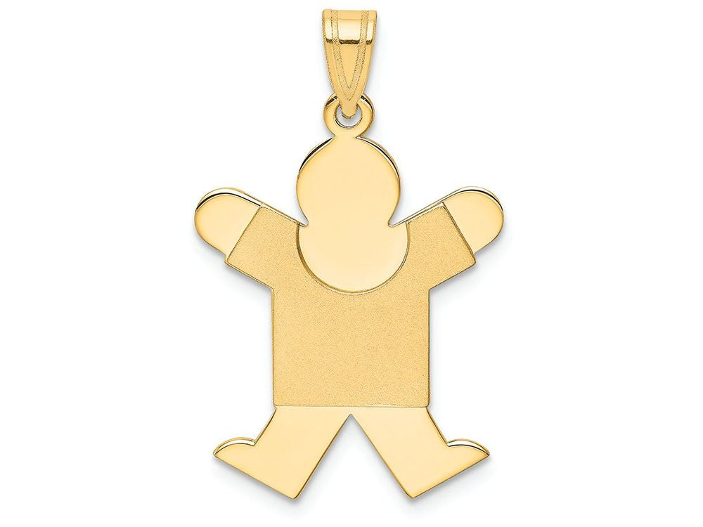 FJC Finejewelers 14k Yellow Gold Solid Satin Engravable Boy Jumping Charm