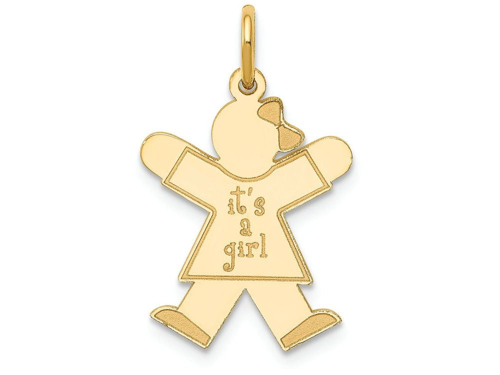 FJC Finejewelers 14k Yellow Gold Kid It's a Girl Charm 15 x 25mm
