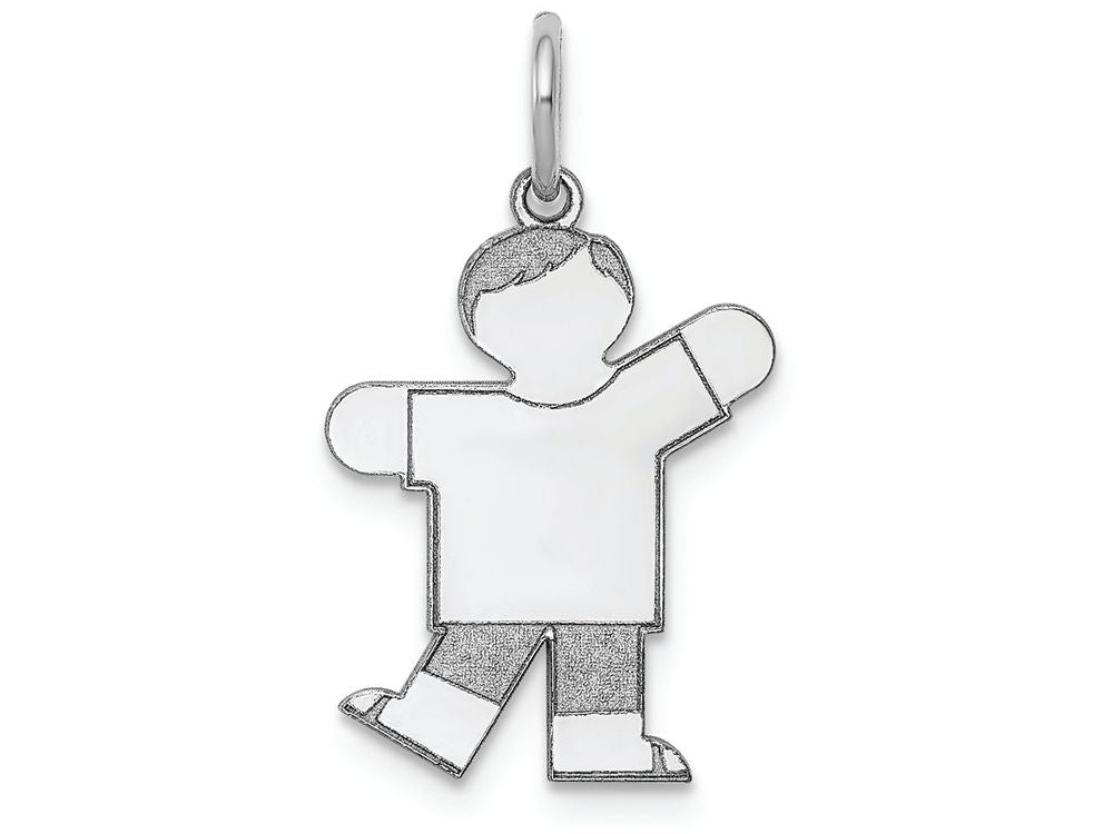 FJC Finejewelers 14k White Gold Kid Boy One Arm Up Charm 15 x 25mm