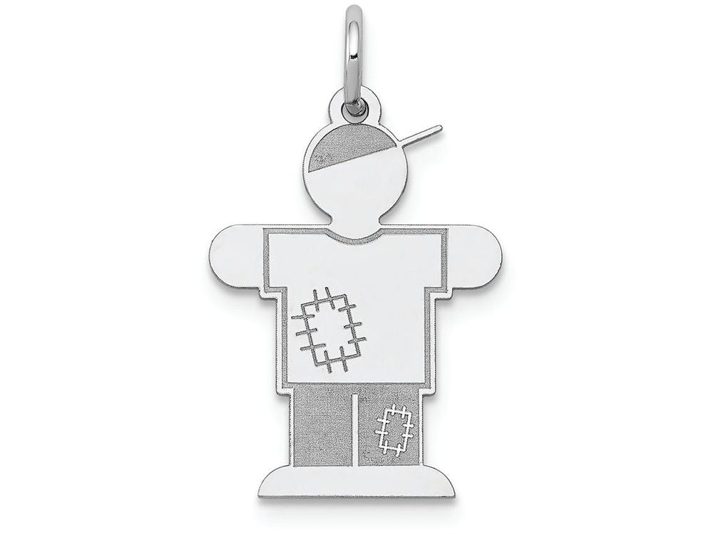 FJC Finejewelers 14k White Gold Kid Boy with Cap and Patched Clothing Charm 15 x 25mm