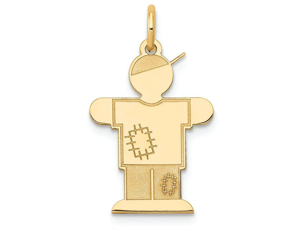 FJC Finejewelers 14k Yellow Gold Kid Boy with Cap and Patched Clothing Charm 15 x 25mm