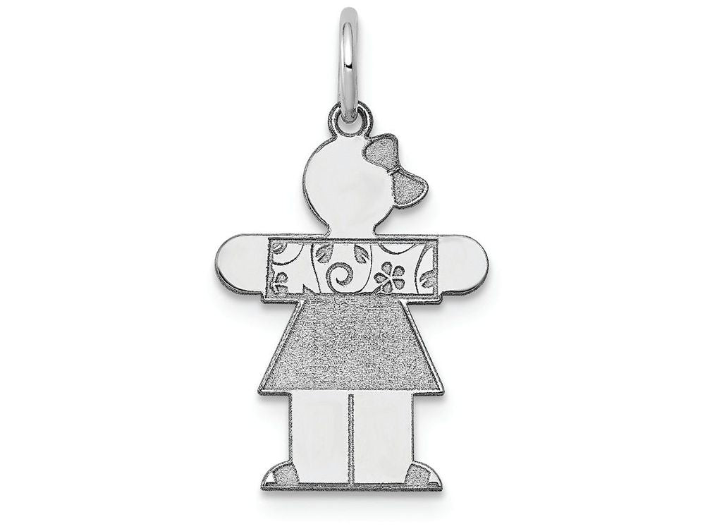 FJC Finejewelers 14k White Gold Girl Pattern Sleeves and Bow Tie Kid Charm 15 x 25mm