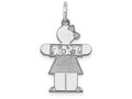 FJC Finejewelers 14k White Gold Girl Pattern Sleeves and Bow Tie Kid Charm 15 x 25mm