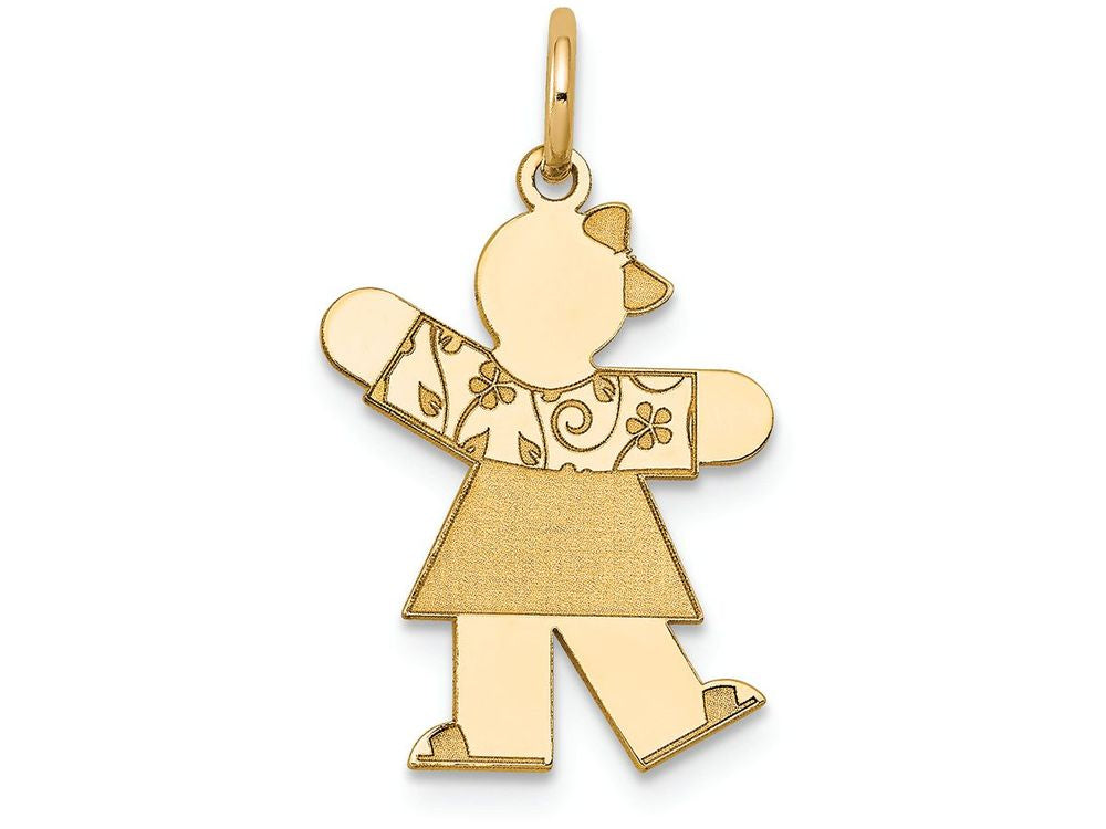 FJC Finejewelers 14k Yellow Gold Kid Pattern Sleeves Girl Charm 15 x 25mm