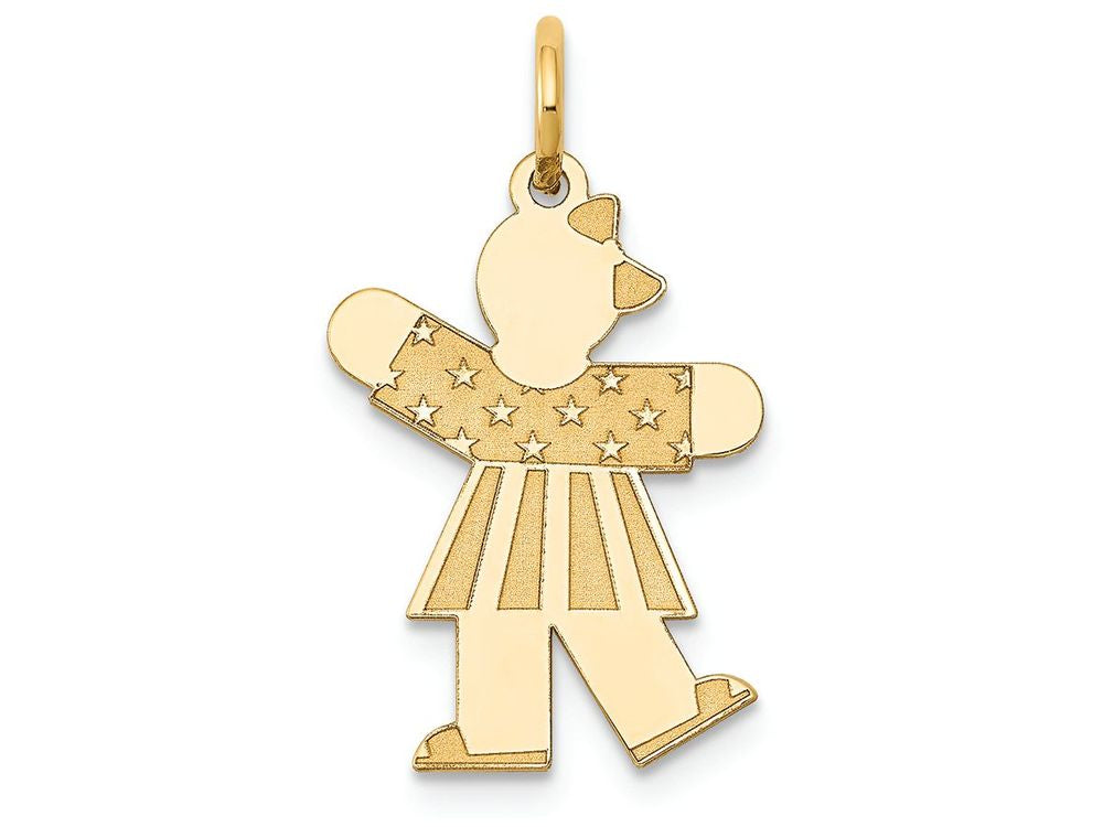FJC Finejewelers 14k Yellow Gold Kid Girl Stars and Strips Charm 15 x 25mm