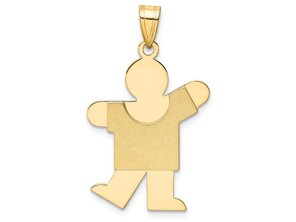 FJC Finejewelers 14k Yellow Gold Solid Satin Engravable Themed Kids Boy Charm 20 x 35mm