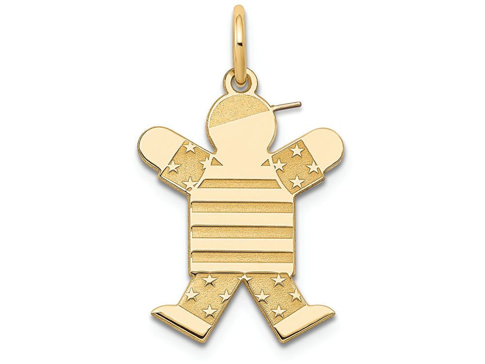 FJC Finejewelers 14k Yellow Gold Stars and Strips  Kid Charm Themed Boy 15 x 25mm
